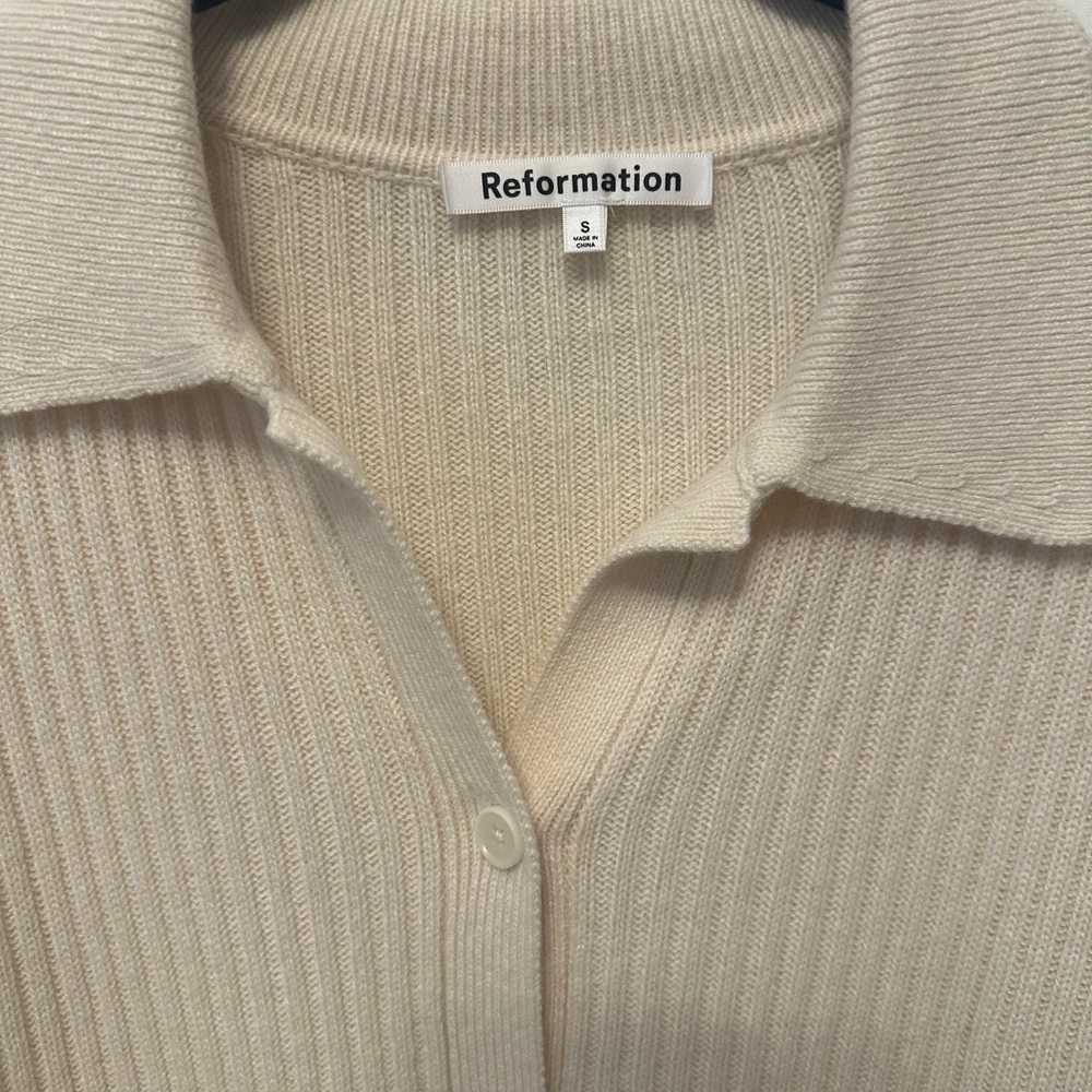 Reformation Fantino Cashmere Collard Cardigan-Cream - Picture 6 of 6